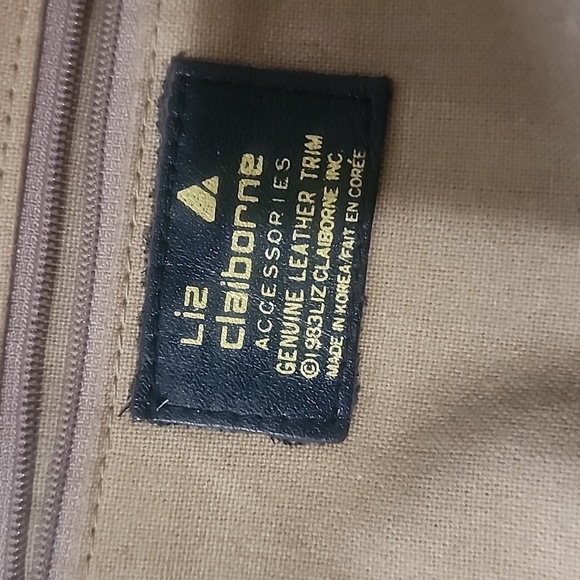 Vintage 80s LIZ CLAIBORNE Crossbody Purse Handbag Small Square Leather Taupe Tan - Picture 5 of 7